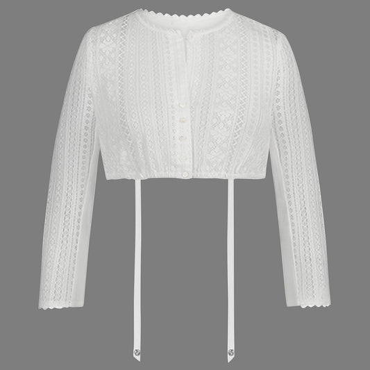 Oktoberfest White Lace Long Sleeve Dirndl Blouse