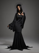 Women's Gothic Bat Sleeve Witch 3-Piece Halloween Costume Set