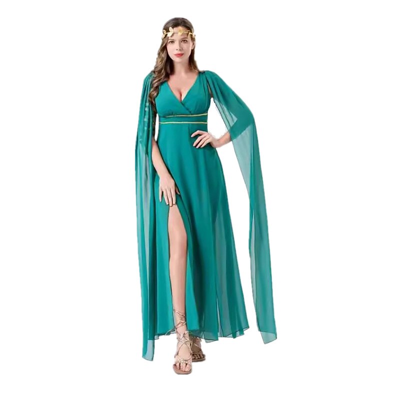 Greek Goddess Costume Green Maxi Dress