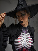 Women's Gothic Lace Veil Witch Hat for Halloween