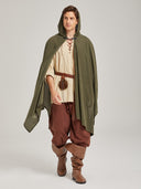 Men's Olive Green Hooded Medieval Cloak Costume Set