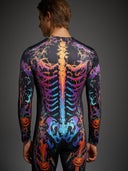 Men's Neon Jack-O'-Lantern Skeleton Halloween Bodysuit