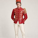 Conjunto de disfraz de cascanueces rojo con lentejuelas para hombre, 3 piezas