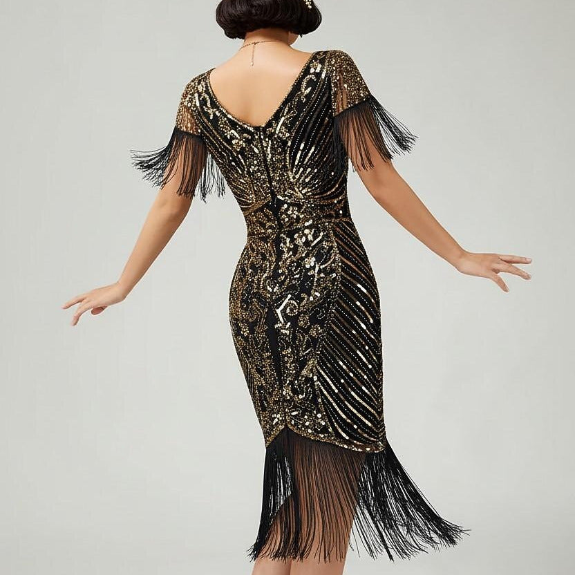 1920s Beaded Fringe Flapper Dress