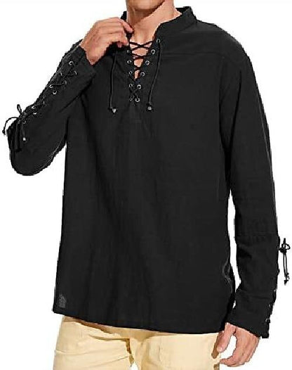 Viking Celtic Medieval Style Lace-up Design Shirt