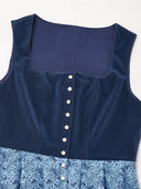 Women’s Oktoberfest Navy & Sky Blue Midi Dirndl Dress with Apron