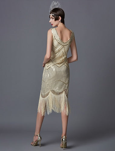 Beaded Sequin Flapper Dress with Art Deco