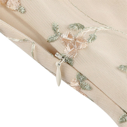 Floral Embroidered Halter Midi Dress