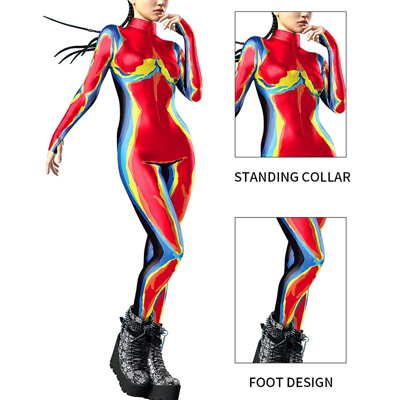 Rainbow Print Catsuit Costume