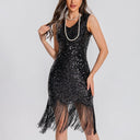 V-Neck Bodycon Sequin Flapper Dress