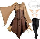 Conjunto de vestido de hada medieval con accesorios para la cabeza