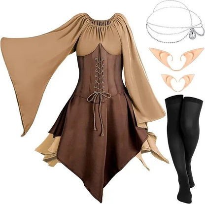 Medieval Fairy Dress Set with Headpiece Accs