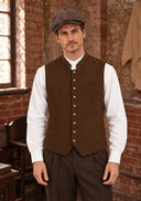 Men's Brown Heritage Vest & Newsboy Cap 2-Piece Set