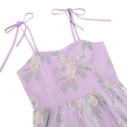 Floral Embroidered Sweetheart Midi Dress