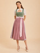 Premium Sage Green & Dusty Rose Oktoberfest Dirndl and White Lace Blouse Set