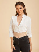V-Neck Cropped Dirndl Blouse for Oktoberfest