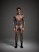 Leotard da uomo di Halloween con scheletro e zucca di Halloween
