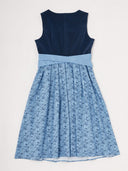 Women’s Oktoberfest Navy & Sky Blue Midi Dirndl Dress with Apron