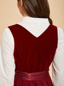 Premium Burgundy Jacquard Oktoberfest Dirndl & White Lace Blouse Set
