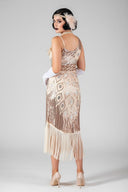 Women's Champagne 1920s Asymmetric Fringe 6-Piece Set