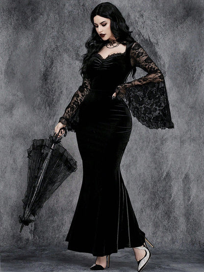 Morticia Addams Velvet Fancy Dress