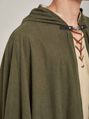 Men's Olive Green Hooded Medieval Cloak Costume Set