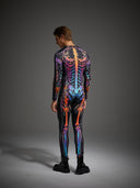 Men's Neon Jack-O'-Lantern Skeleton Halloween Bodysuit
