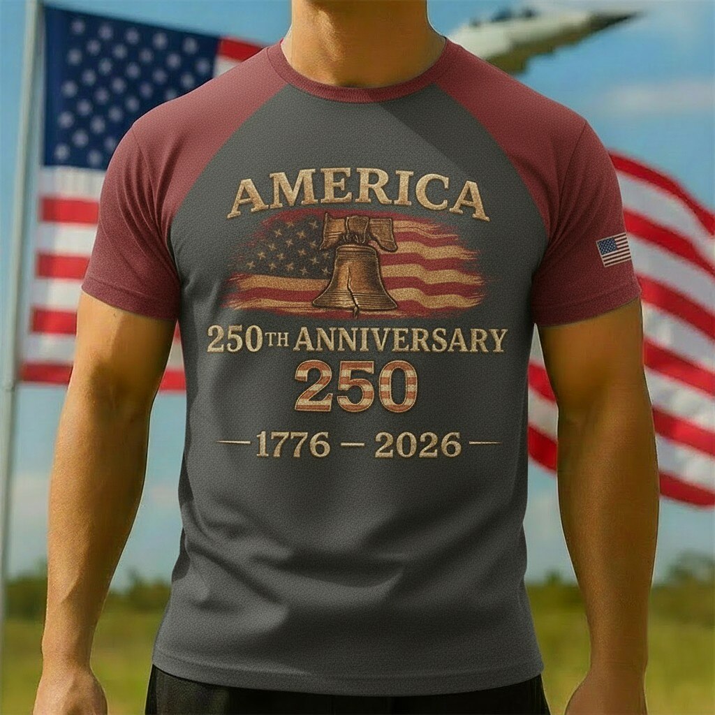 Men's American 250th Liberty Bell American Flag Patriotic Printed T-shirt