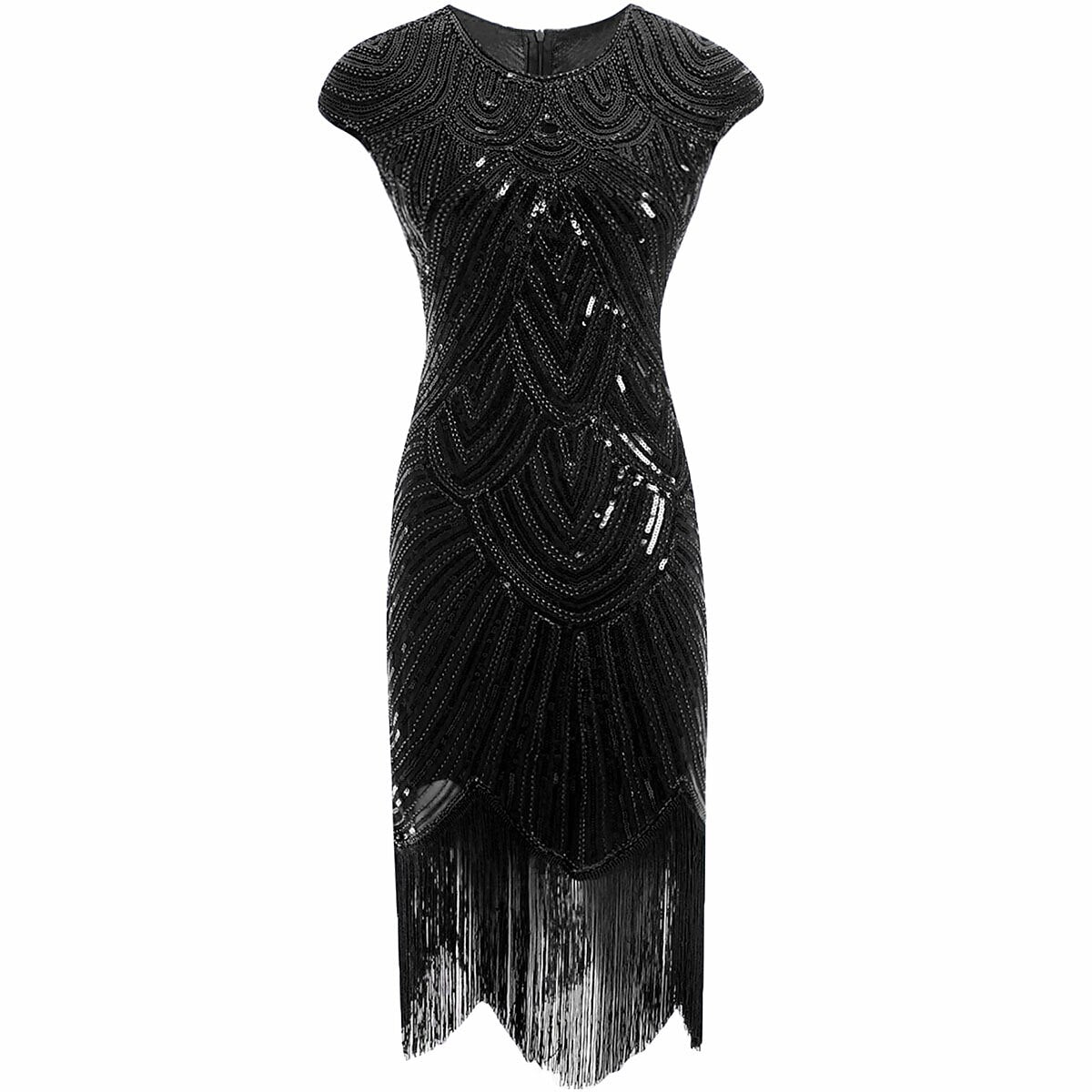 Art Deco Sequin Tassel Flapper Cocktail Dress