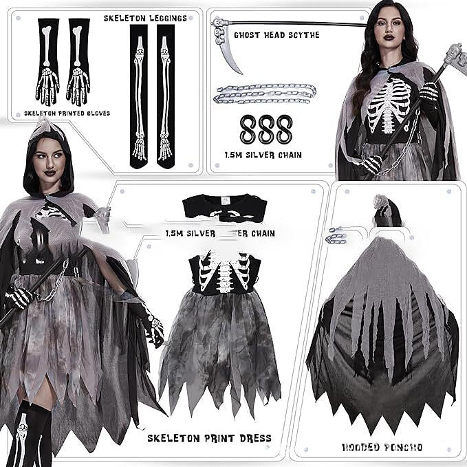 Skeleton Skull Grim Reaper Dress