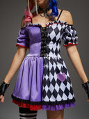 Women's Purple Diamond Jester Halloween Costume Dress