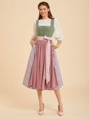 Sage Green & Dusty Rose Dirndl Dress with Paisley Skirt