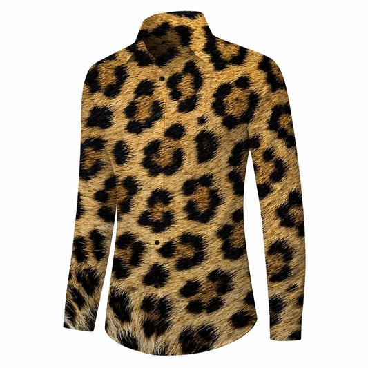 Retro 70S Leopard Long Sleeves Collar Shirt