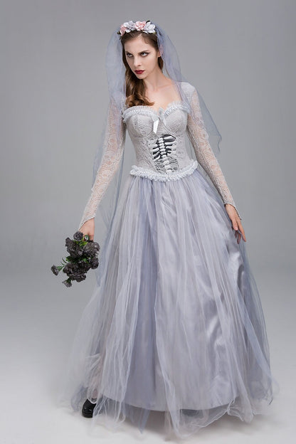 Ghost Bride Skeleton Lace Tulle Dress