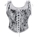 Cottagecore Jacquard Front Strap Herringbone Corset - Retrorobe