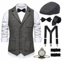 Men's Grey 1920s Heritage Gentleman 7-Piece Set