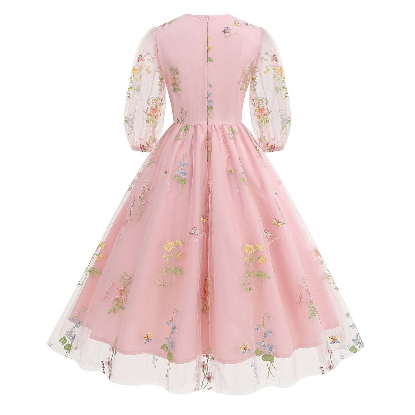 Floral Embroidered V-Neck Midi Dress