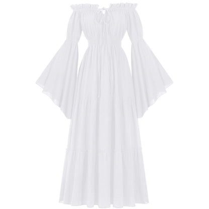 Renaissance Tiered Maxi Dress Off-Shoulder Pocket Dress