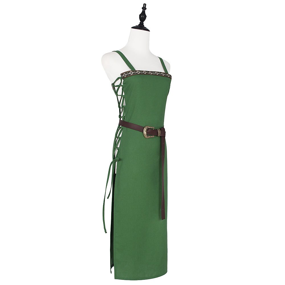Medieval Viking Spaghetti Strap Dress with Belt