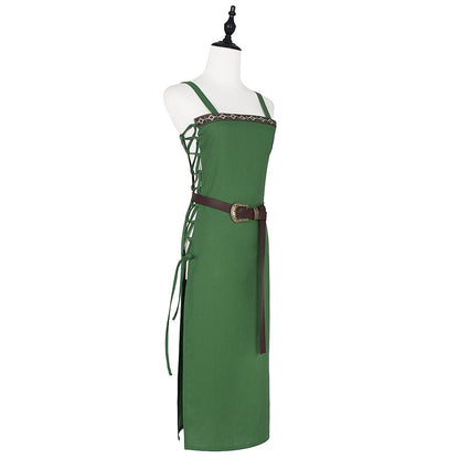 Medieval Viking Spaghetti Strap Dress with Belt