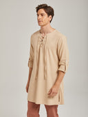 Men's Beige Medieval Peasant Tunic Costume Set
