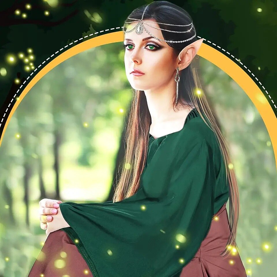 Medieval Fairy Dress Set with Headpiece Accs