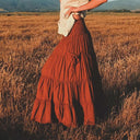 Retro Style Cotton Basic Wrap Skirt with Two Way Wear Design - Retrorobe