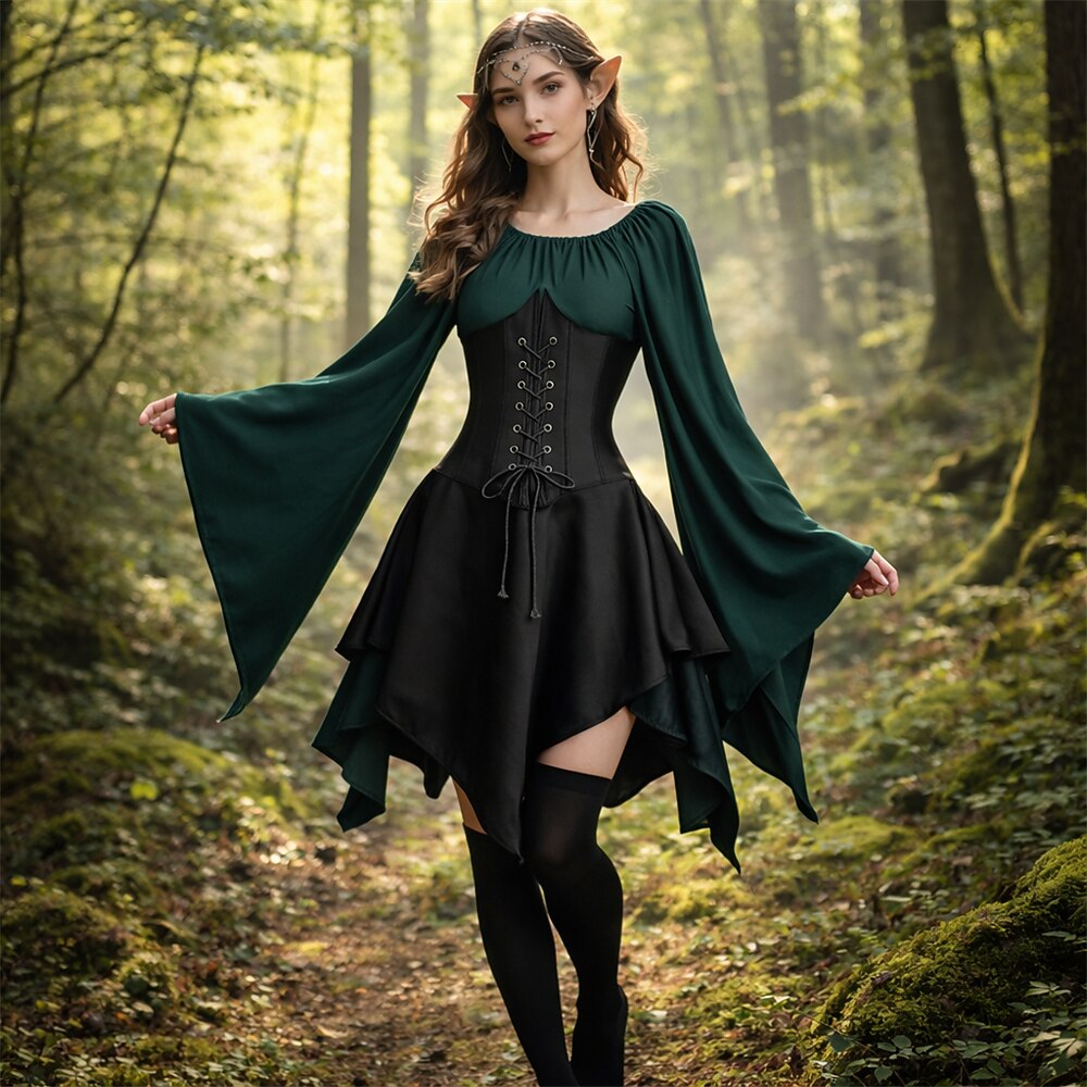 Medieval Fairy Dress Set with Headpiece Accs