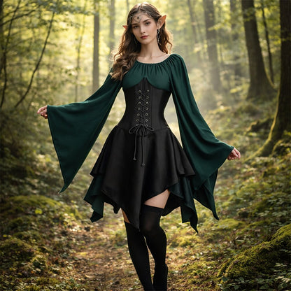 Medieval Fairy Dress Set with Headpiece Accs