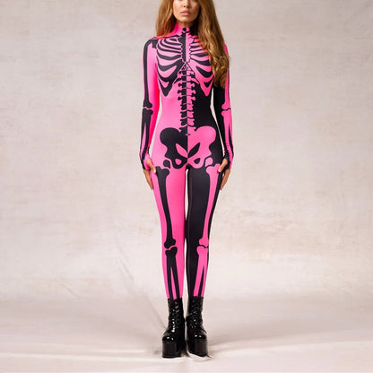 Skull Skeleton Pink Full Body Catsuit