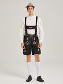 Men's Oktoberfest Lederhosen Costume with White Shirt, Hat & Knee Socks Set