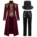 Men's Black & Gold Gothic Victorian Long Coat Costume Set