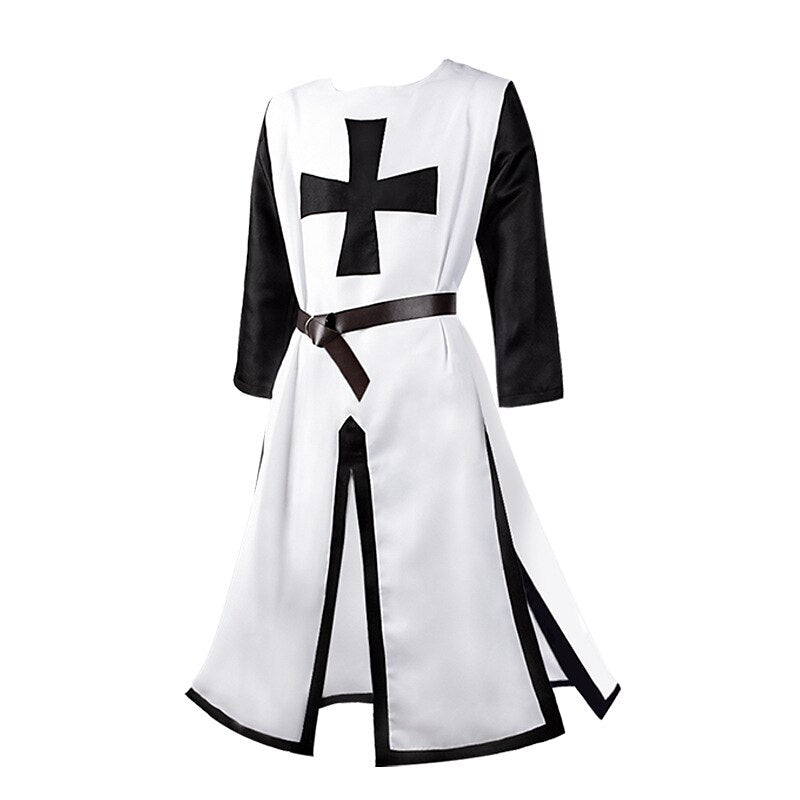 Men's Crusader Style Outfit Set: Shirt, Waist Belt, Helmet