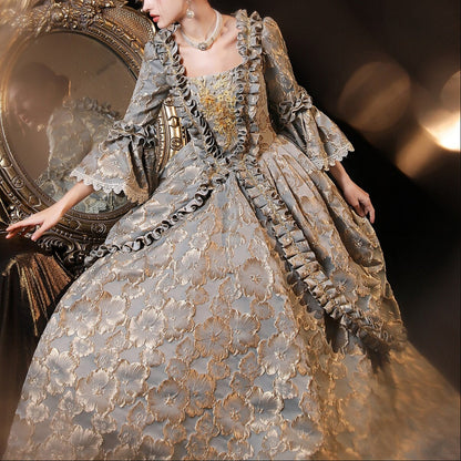 Rococo Floral Brocade Style Gown Robe à la Française - Retrorobe